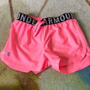 Under Armour, pink with large waist band, loose fit, medium